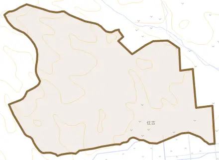 住吉とその周辺の地図。町の範囲を重ねている