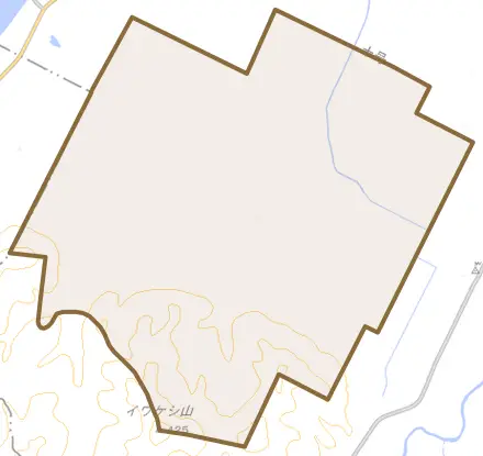 常呂町字富丘とその周辺の地図。町の範囲を重ねている