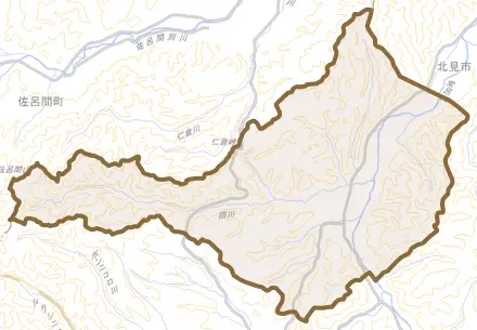 常呂町字日吉とその周辺の地図。町の範囲を重ねている