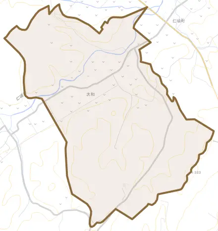 大和とその周辺の地図。町の範囲を重ねている