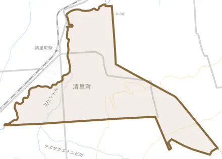 字向陽とその周辺の地図。町の範囲を重ねている