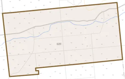 字福野とその周辺の地図。町の範囲を重ねている