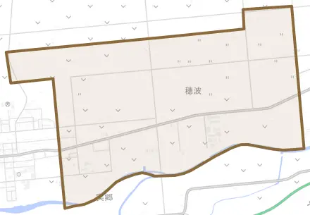 字穂波とその周辺の地図。町の範囲を重ねている