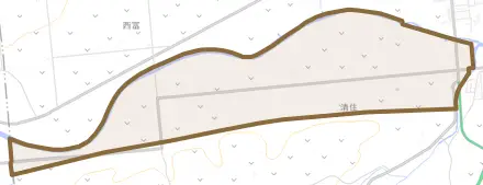 字清住とその周辺の地図。町の範囲を重ねている