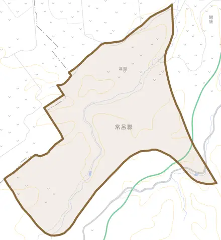 字常盤とその周辺の地図。町の範囲を重ねている