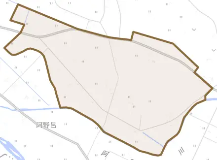 字大井分とその周辺の地図。町の範囲を重ねている