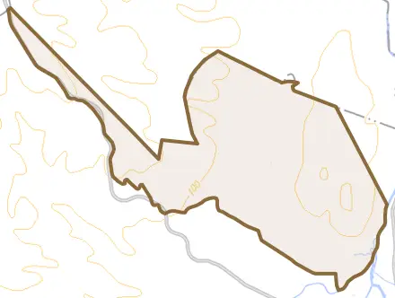 字五十嵐とその周辺の地図。町の範囲を重ねている