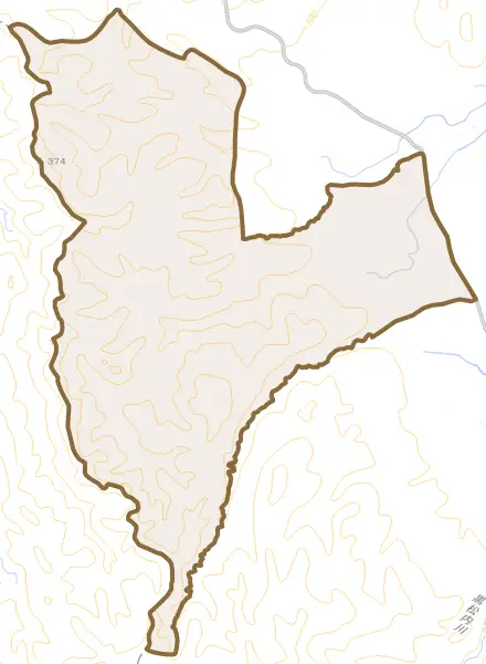 字添別とその周辺の地図。町の範囲を重ねている