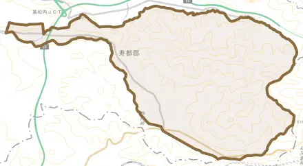 字大成とその周辺の地図。町の範囲を重ねている