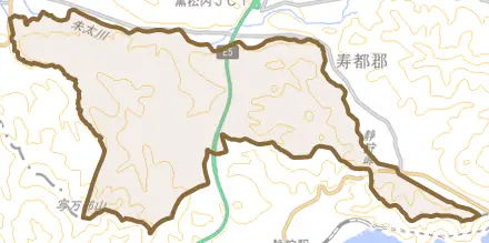 字東栄とその周辺の地図。町の範囲を重ねている