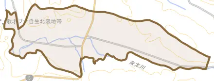 字豊幌とその周辺の地図。町の範囲を重ねている