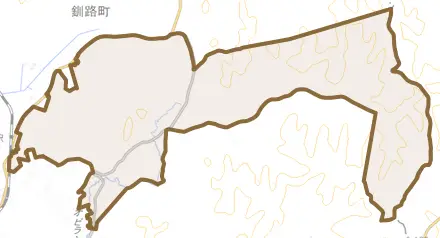 字遠野とその周辺の地図。町の範囲を重ねている