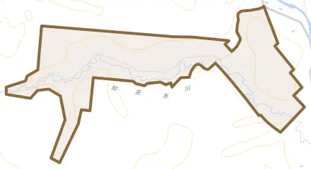 阿寒町知茶布とその周辺の地図。町の範囲を重ねている