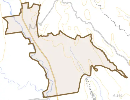 阿寒町上徹別とその周辺の地図。町の範囲を重ねている