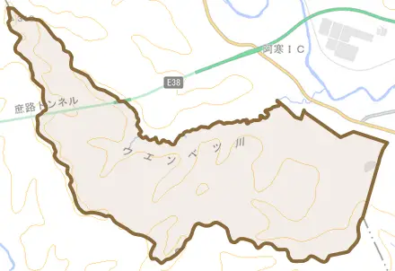 青山とその周辺の地図。町の範囲を重ねている
