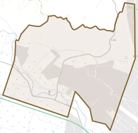北斗とその周辺の地図。町の範囲を重ねている
