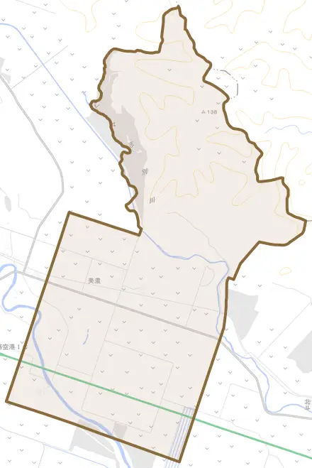 美濃とその周辺の地図。町の範囲を重ねている