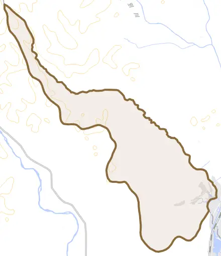 音別町馬主来とその周辺の地図。町の範囲を重ねている