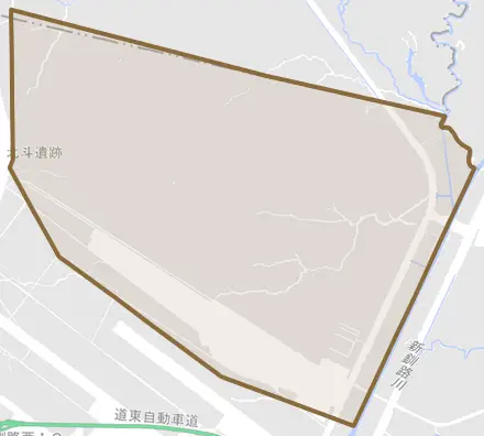 安原とその周辺の地図。町の範囲を重ねている