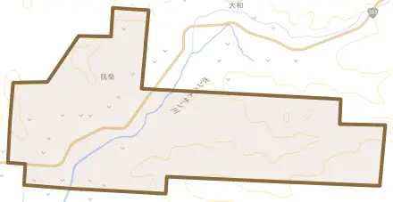 字扶桑とその周辺の地図。町の範囲を重ねている