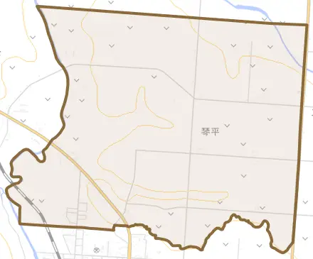 字琴平とその周辺の地図。町の範囲を重ねている