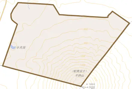 字高嶺とその周辺の地図。町の範囲を重ねている