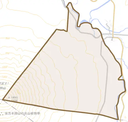 字川西とその周辺の地図。町の範囲を重ねている
