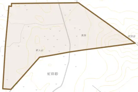 美原とその周辺の地図。町の範囲を重ねている