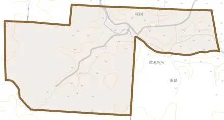 桜川とその周辺の地図。町の範囲を重ねている