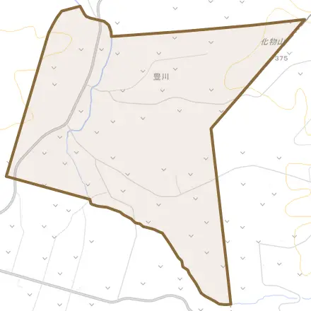 豊川とその周辺の地図。町の範囲を重ねている