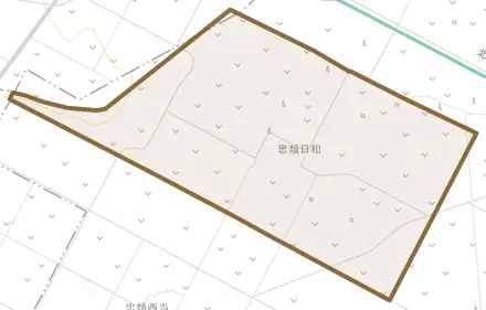 忠類日和とその周辺の地図。町の範囲を重ねている