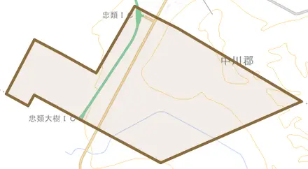 忠類共栄とその周辺の地図。町の範囲を重ねている