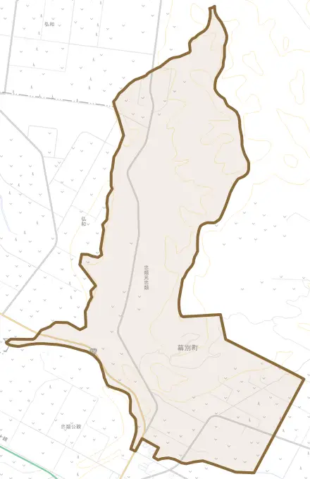 忠類元忠類とその周辺の地図。町の範囲を重ねている