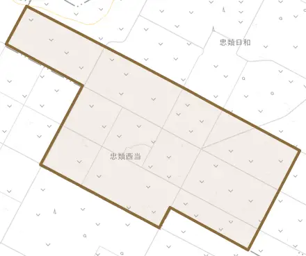 忠類西当とその周辺の地図。町の範囲を重ねている