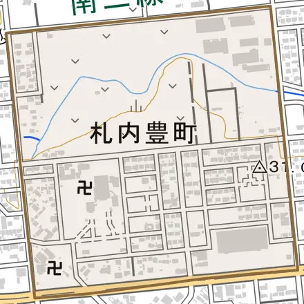 札内豊町とその周辺の地図。町の範囲を重ねている
