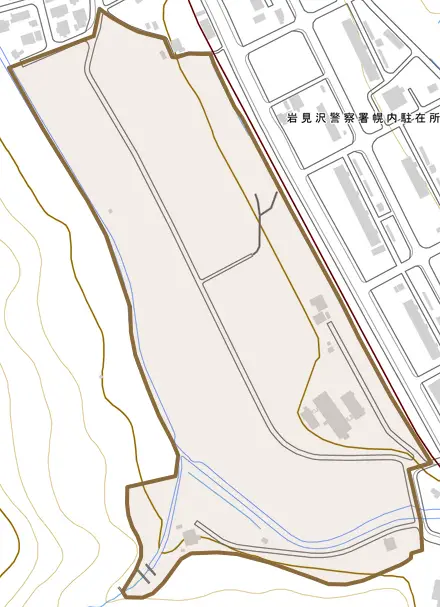 幌内新栄町とその周辺の地図。町の範囲を重ねている