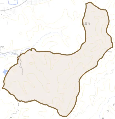 幌内本沢町とその周辺の地図。町の範囲を重ねている