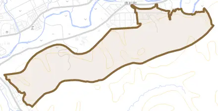 唐松緑町とその周辺の地図。町の範囲を重ねている