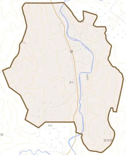字下金山とその周辺の地図。町の範囲を重ねている