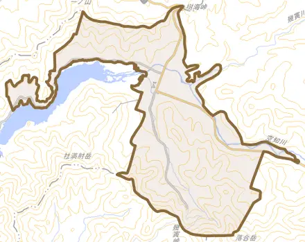 字幾寅とその周辺の地図。町の範囲を重ねている