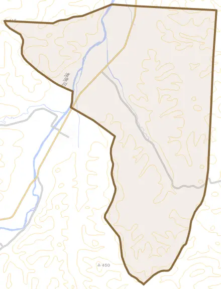 上渚滑町上東とその周辺の地図。町の範囲を重ねている