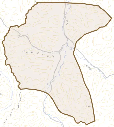 上渚滑町中立牛とその周辺の地図。町の範囲を重ねている