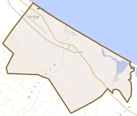 小向とその周辺の地図。町の範囲を重ねている