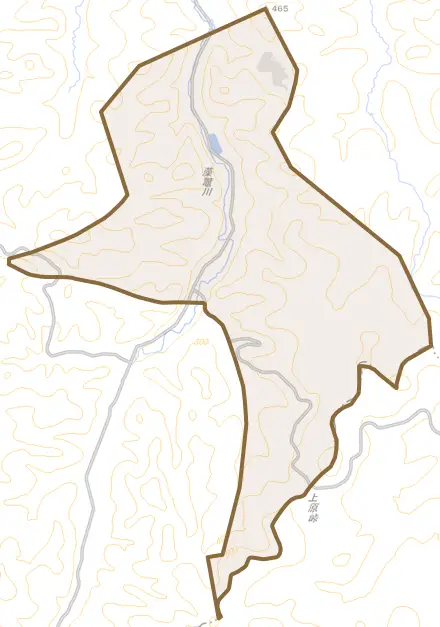 鴻之舞とその周辺の地図。町の範囲を重ねている