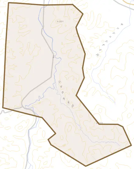 藻別とその周辺の地図。町の範囲を重ねている