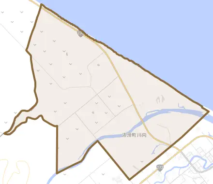 渚滑町川向とその周辺の地図。町の範囲を重ねている