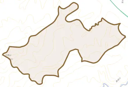 字桂川とその周辺の地図。町の範囲を重ねている