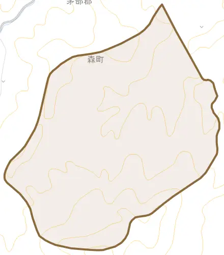 字清滝とその周辺の地図。町の範囲を重ねている