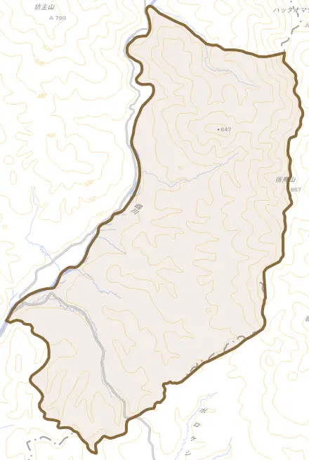 穂別安住とその周辺の地図。町の範囲を重ねている