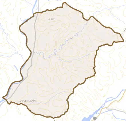 穂別和泉とその周辺の地図。町の範囲を重ねている